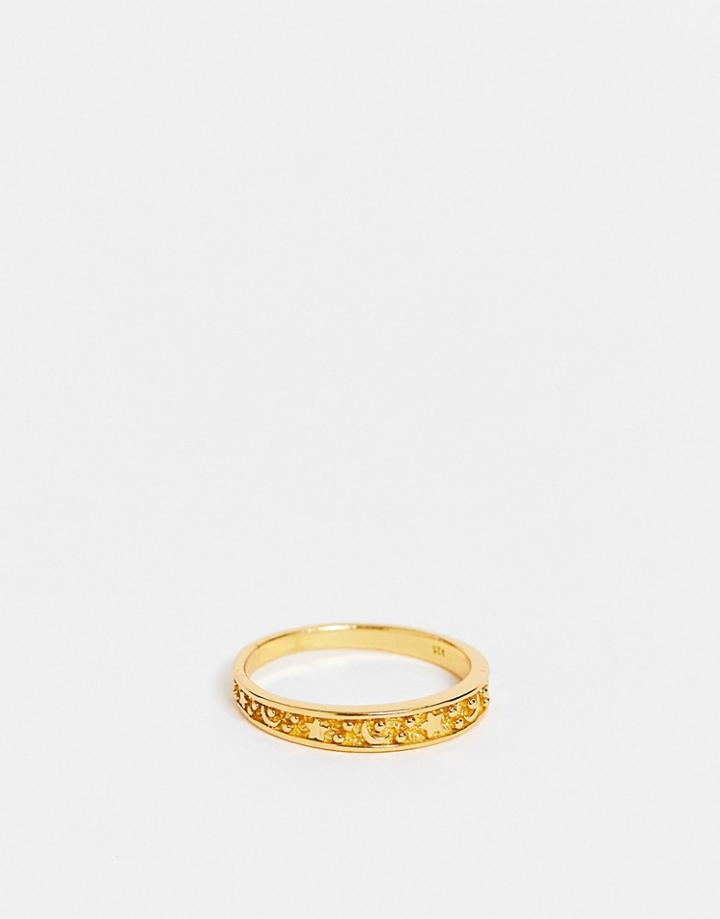 Bloom And Bay Star And Moon Gold Plated Ring