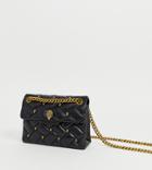 Kurt Geiger Mini Kensington Black Leather Studded Cross Body Bag With Gold Chain - Black