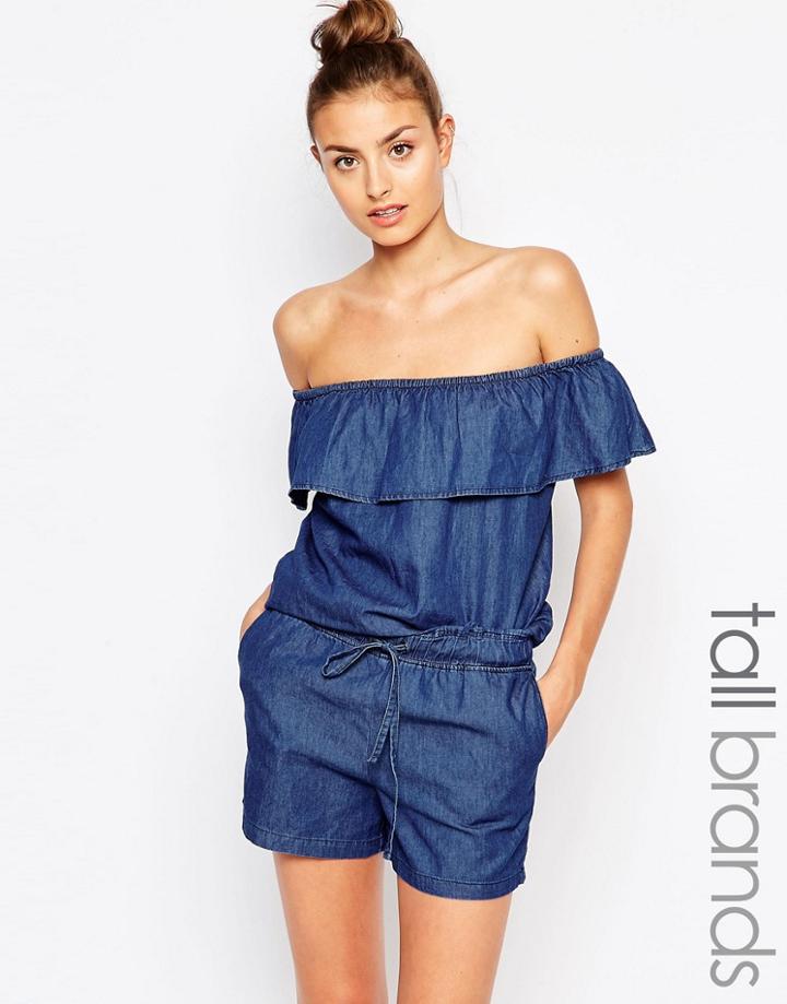 Vero Moda Tall Off The Shoulder Romper - Denim