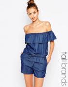 Vero Moda Tall Off The Shoulder Romper - Denim