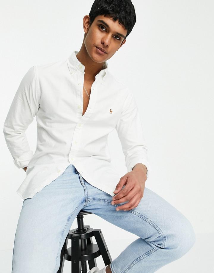 Polo Ralph Lauren Oxford Shirt In Slim Fit White