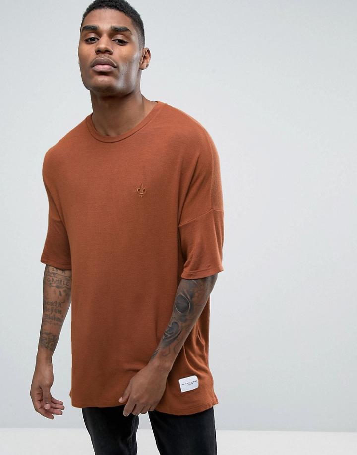 Criminal Damage Knitted T-shirt In Relaxed Fit - Brown