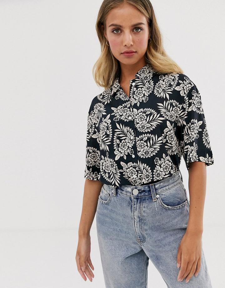 The East Order Marlow Floral Print Shirt-navy