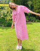 Native Youth Collar Smock Dress In Neon Pink Stripe