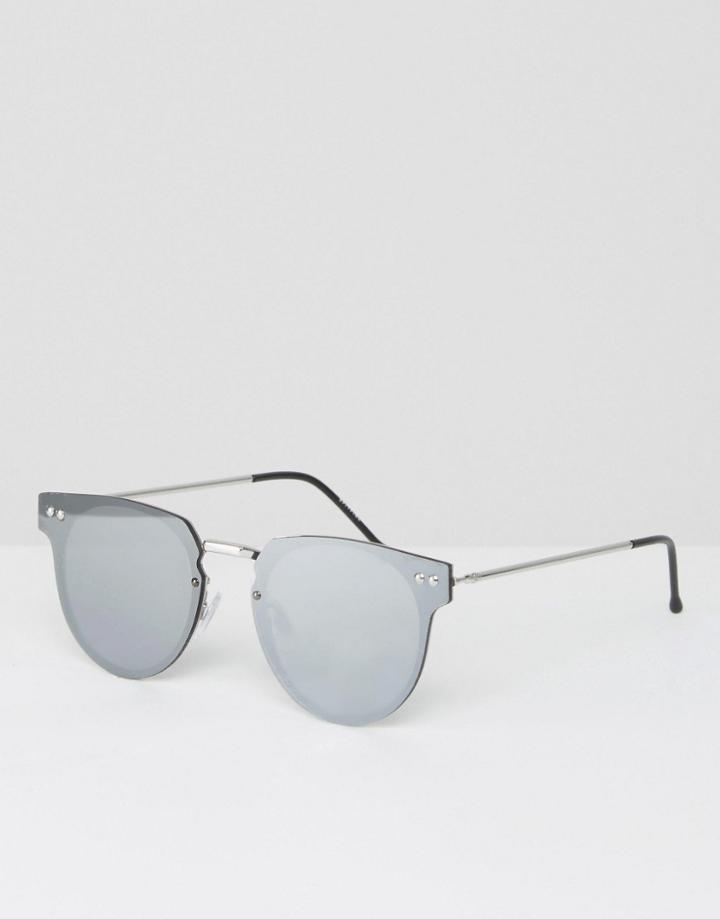 Spitfire Round Sunglasses With Silver Mirror Lens - Silver
