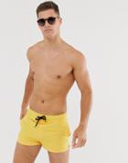 Asos Design Swim Short In Mustard Super Short Length