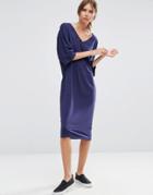 Asos Midi T-shirt Dress With Kimono Sleeve - Navy