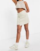 Na-kd X Mathilde Gohler Linen Blend Button Detail Mini Skirt In Beige-neutral