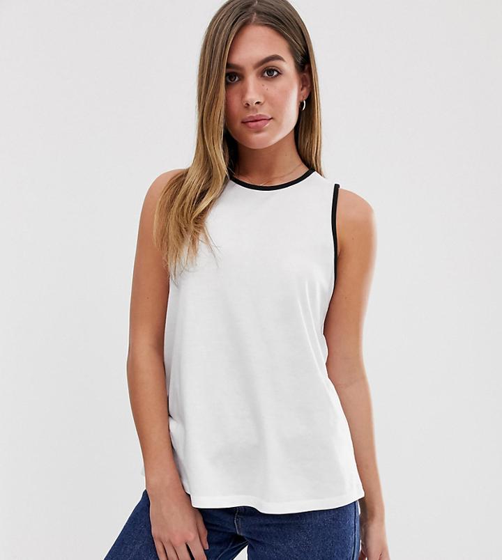 Asos Design Swing Tank With Tipping In White - White