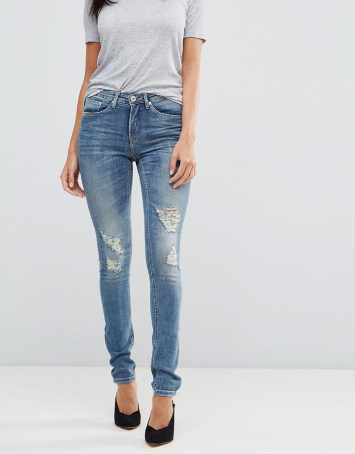 Blend She Casual Stacey Straight Ripped Jeans - Blue