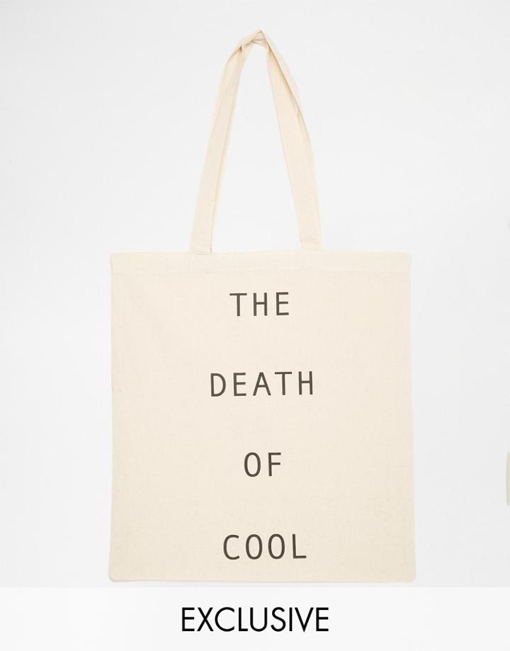 Reclaimed Vintage Death Of Cool Tote Bag - Cream