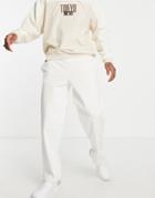 Asos Design Lightweight Smart Straight Leg Sweatpants In Soft White