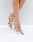 Asos Picture Perfect Pointed High Heels - Silver