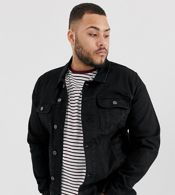 Asos Design Plus Skinny Western Denim Jacket In Black