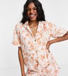 Y.a.s Tall Short Sleeve Shirt In Tropical Print - Part Of A Set-multi