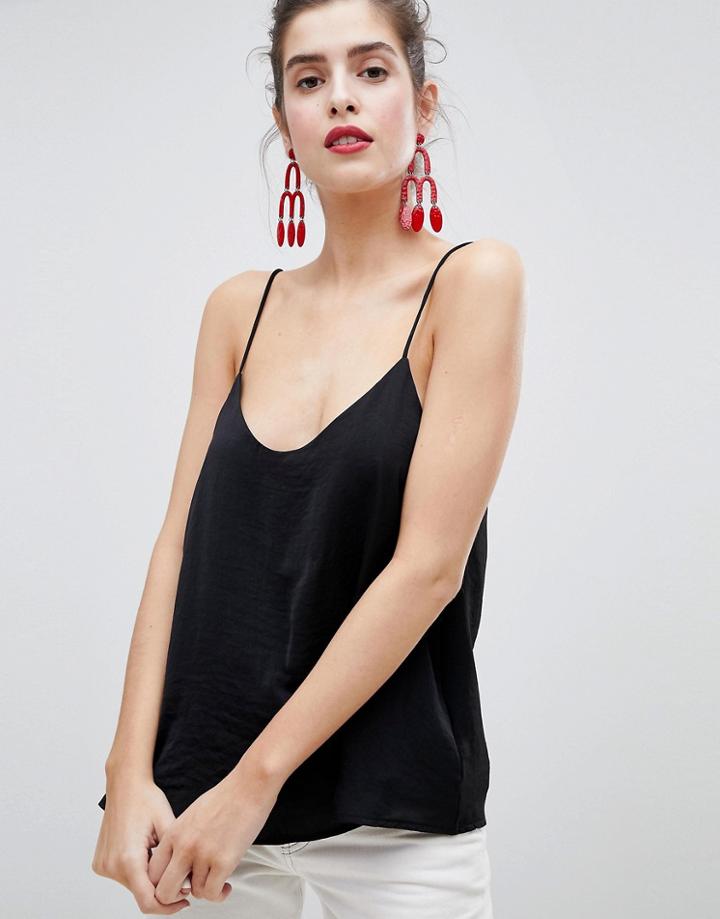 Stradivarius Strappy Cami - Black