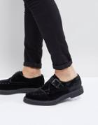 Asos Monk Shoes In Black Velvet - Black