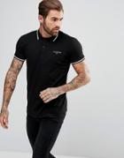 Illusive London Muscle Polo Shirt In Black - Black