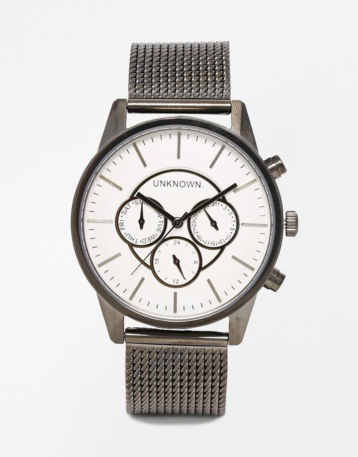 Unknown Engineered Watch In Gunmetal Mesh - Black