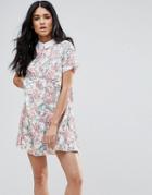 Endless Rose Short Sleeve Floral Shift Dress With Collared Detail - Pink