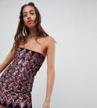 Rokoko Festival Boob Tube Bodycon Dress In All Over Sequin - Multi