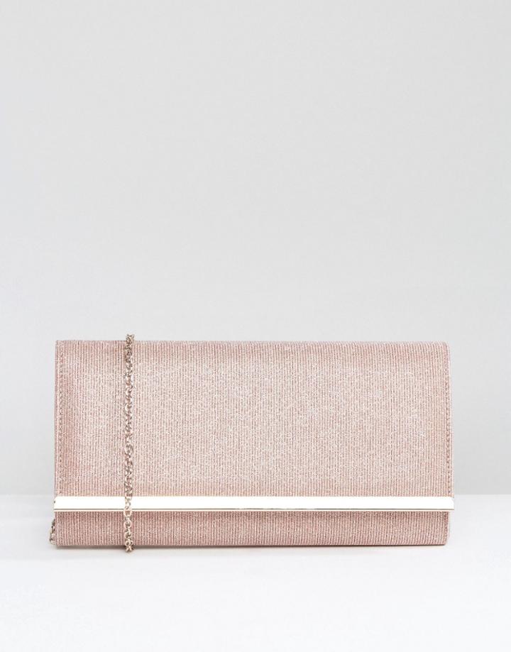 Carvela Dylan Rectangle Envelope Clutch With Metal Bar In Pale Pink - Pink