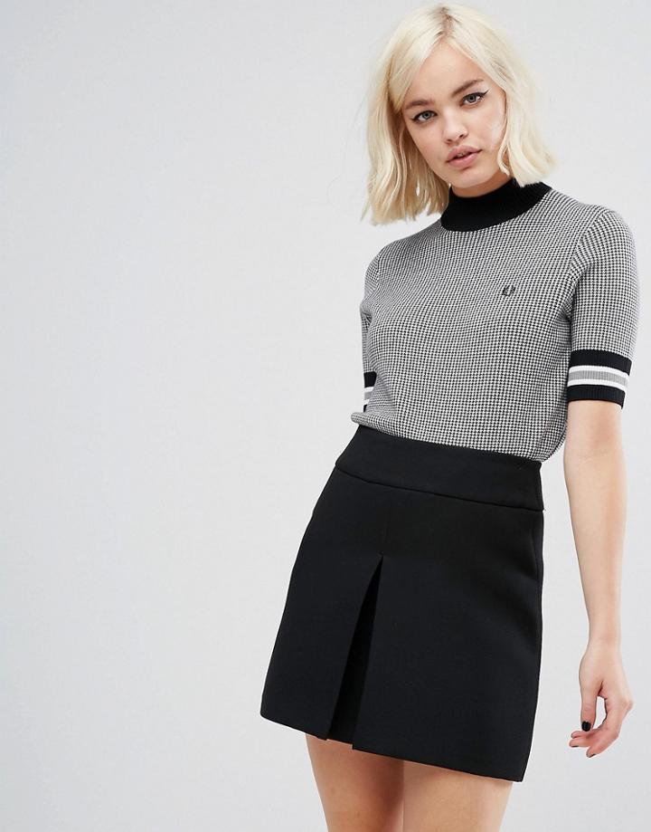 Fred Perry Houndstooth Knit Sweater - Black