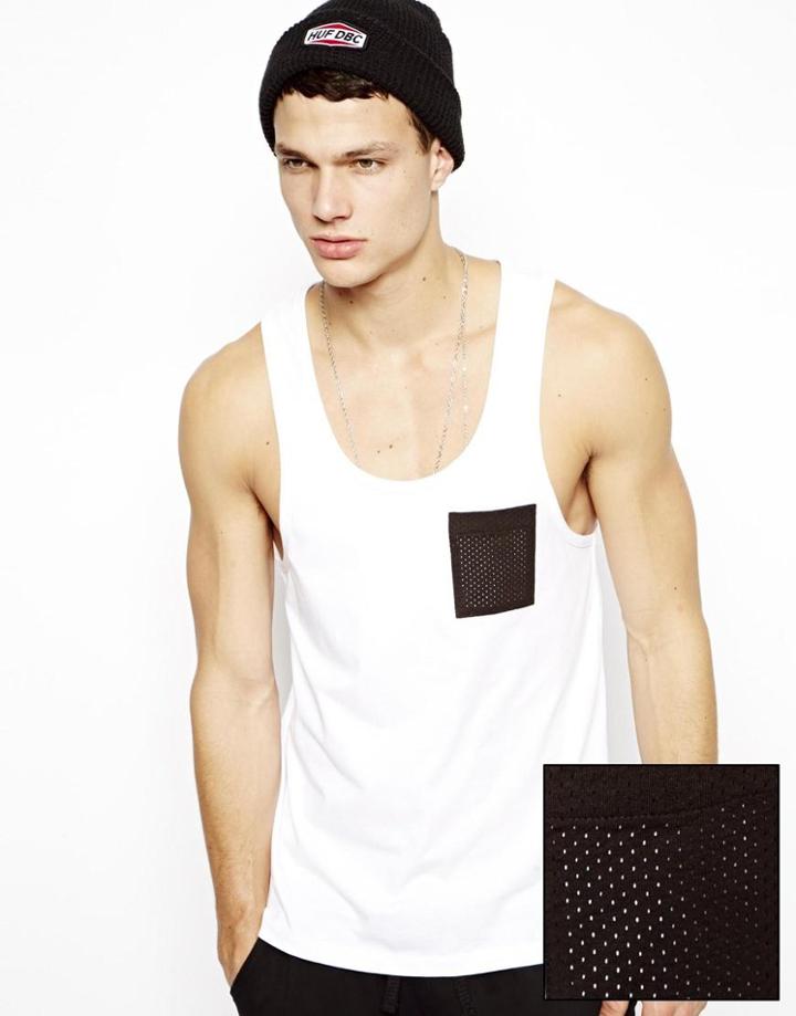 Asos Tank With Contrast Mesh Pocket And Racer Back