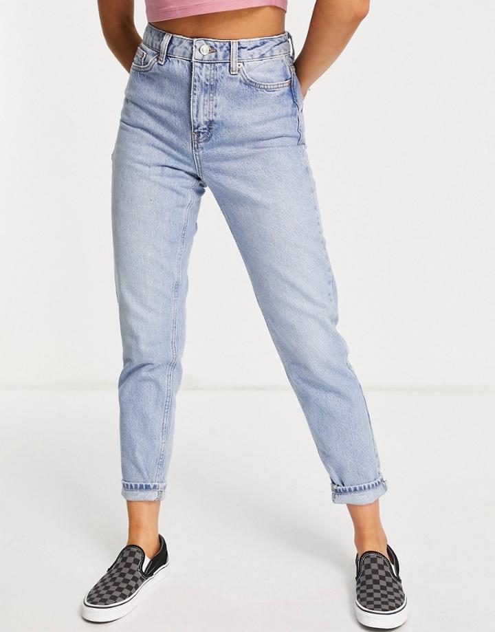 Topshop Mom Recycled Cotton Blend Jean In Bleach-blues