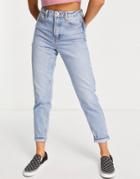 Topshop Mom Recycled Cotton Blend Jean In Bleach-blues