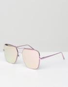 Quay Australia Stop And Stare Square Aviator With Pink Mirror Lens - Pink