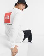 The North Face Nse Box Back Print Long Sleeve T-shirt In White