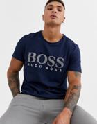 Boss Bodywear T-shirt With Metallic Branding In Navy