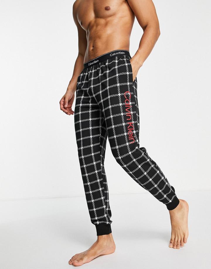 Calvin Klein Lounge Sweatpants In Black Grid Check
