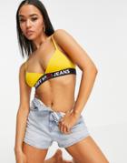 Tommy Jeans Unlined Triangle Bralette In Yellow