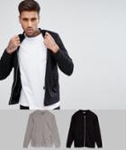 Asos Jersey Bomber Jacket 2 Pack Black/spoon Save - Multi