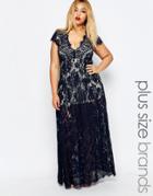 Club L Plus Maxi Dress In Lace - Navy