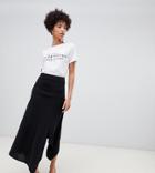 River Island Midi Skirt With Split Hem In Black - Black