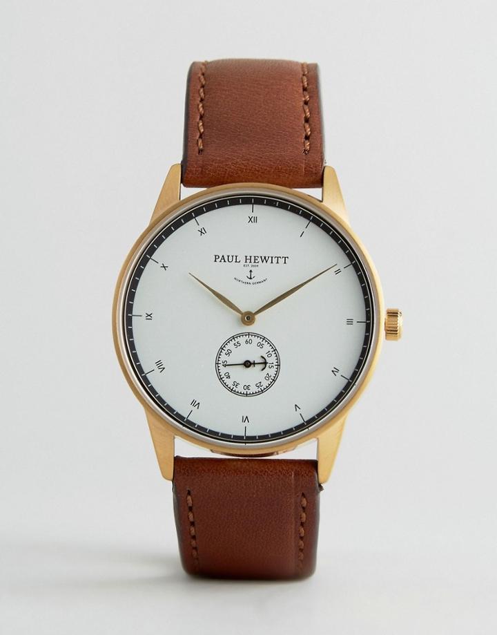 Paul Hewitt Signature Leather Watch In Brown 38mm - Brown