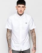 Fred Perry Shirt In Cotton Twill Short Sleeves In Slim Fit - White