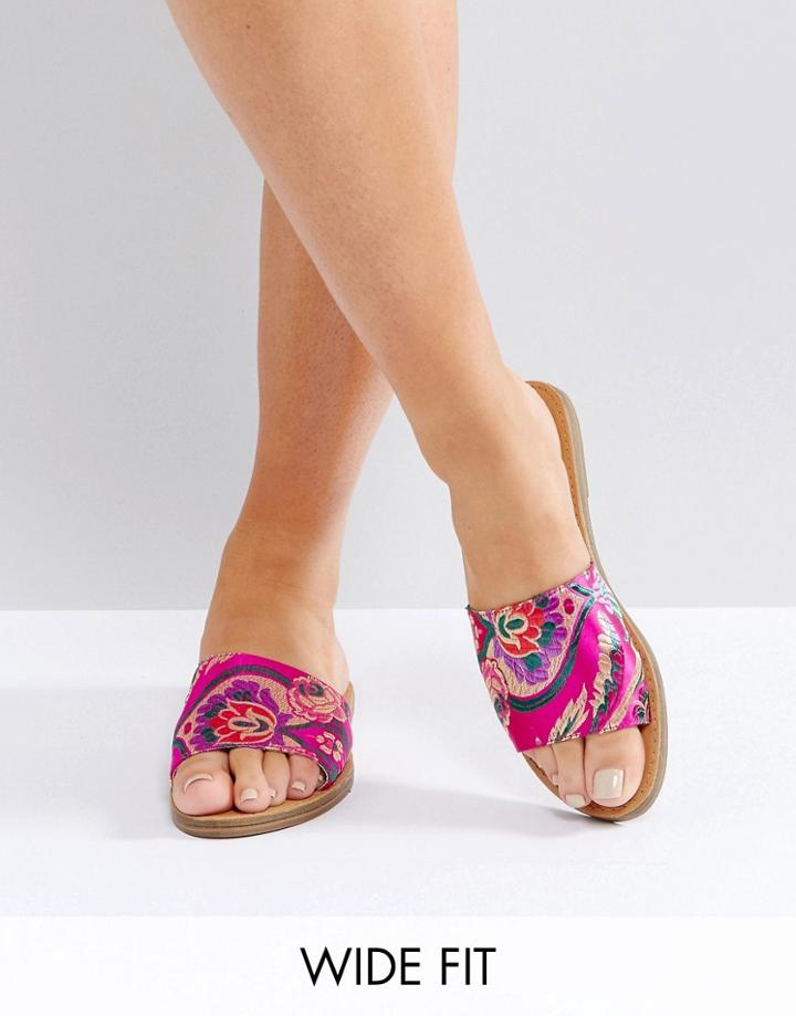 New Look Wide Fit Eastern Luxe Flat Mule - Pink