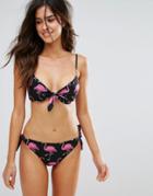 Moschino Flamingo Print Triangle Bikini Set - Black