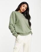 Chelsea Peers Oversized Sweatshirt With Woven Logo Tab In Sage-green