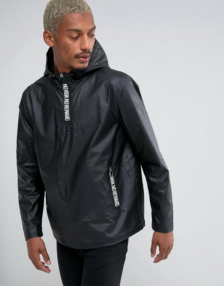 Asos Overhead Windbreaker With Zip Detail In Black - Black