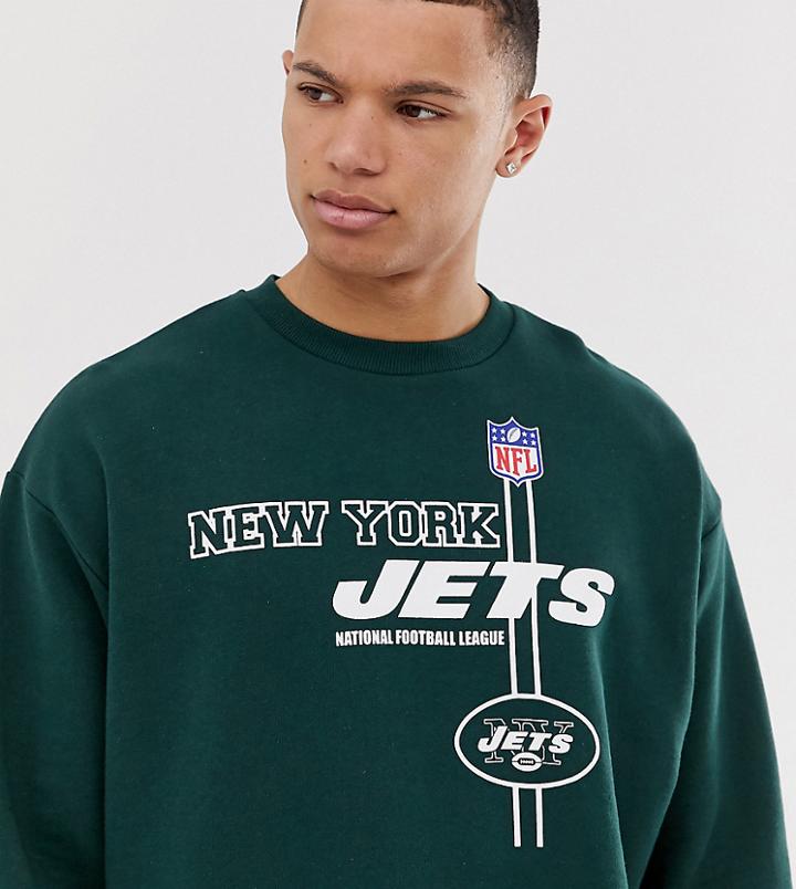 Asos Design Tall Oversized Sweatshirt With Nfl New York Jets Print - Green