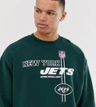 Asos Design Tall Oversized Sweatshirt With Nfl New York Jets Print - Green