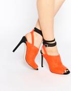 Asos Elise Peep Toe Shoe Boots - Bright Orange Mix