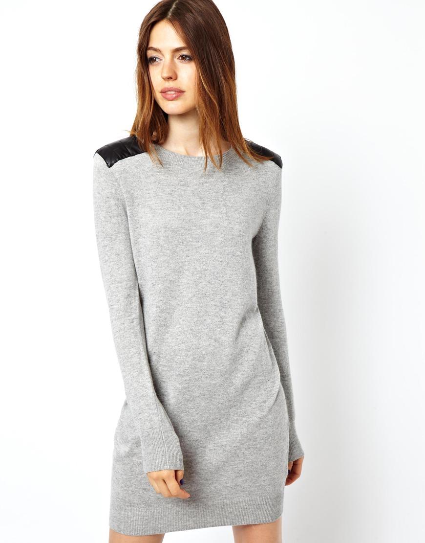 Asos Jumper Dress With Leather Look Shoulders | LookMazing
