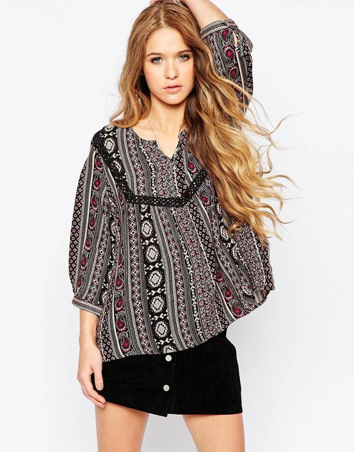 Only Paisley Print Top - Black