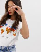 Stradivarius Stronger Together Glitter T Shirt In White - White